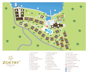 Zoetry Marigot Bay St. Lucia Map Layout