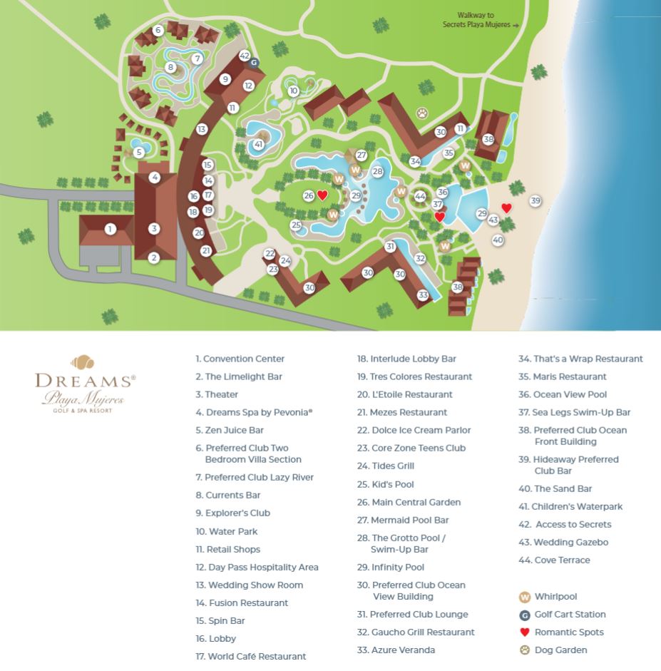 Resort Map | Dreams Playa Mujeres Golf & Spa Resort | Cancun, Mexico