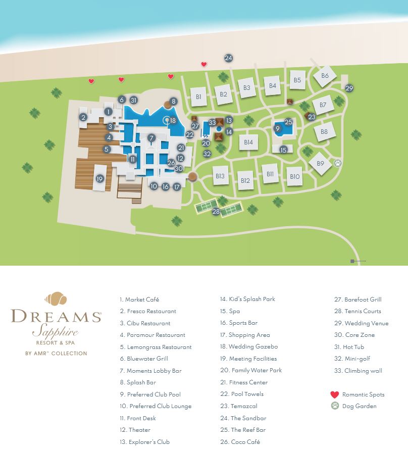 Resort Map | Dreams Sapphire Resort & Spa | Riviera Maya, Mexico
