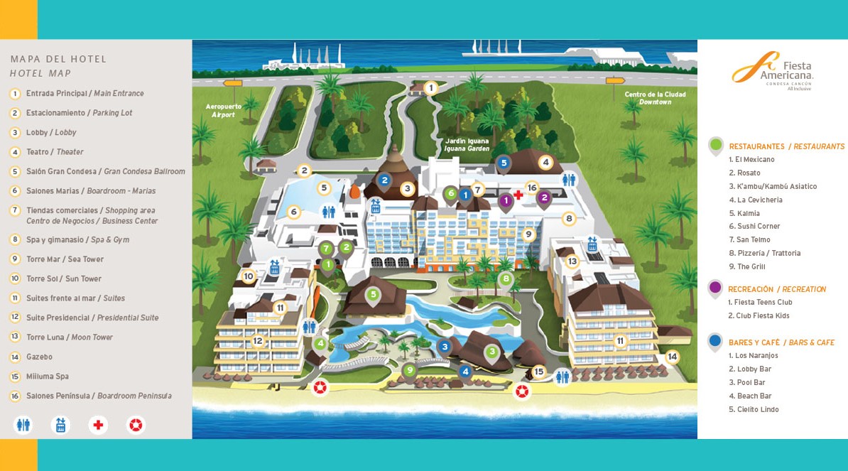 Resort Map | Fiesta Americana Condesa Cancun All Inclusive | Cancun, Mexico