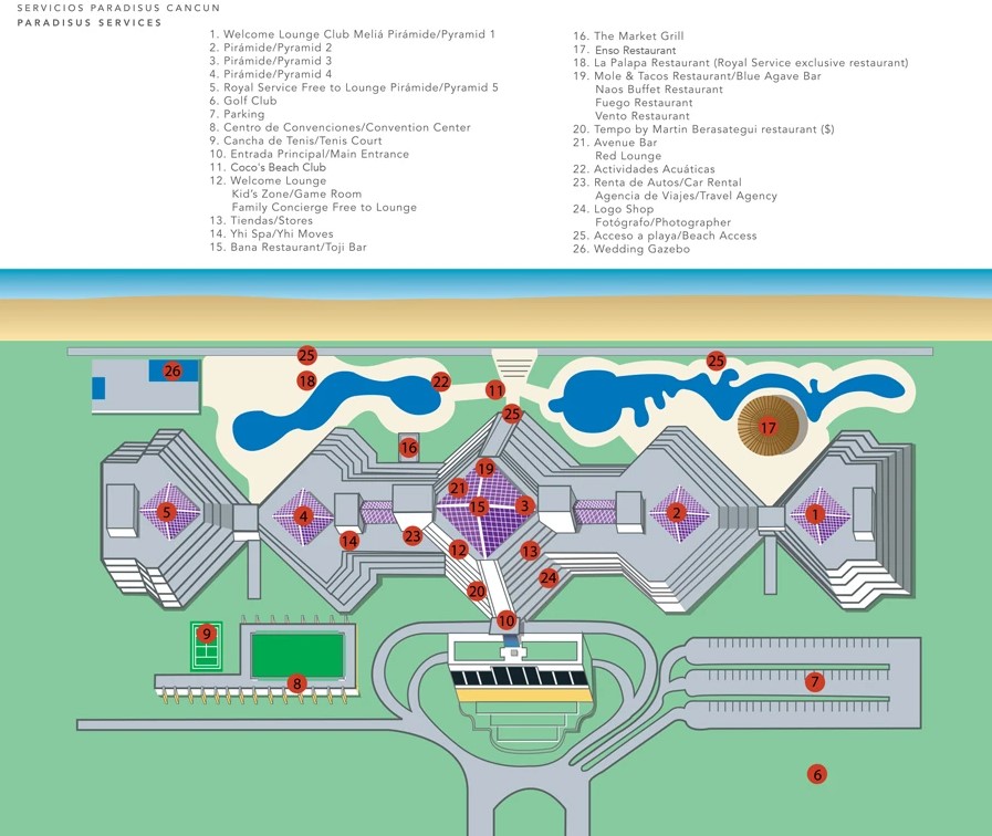 Paradisus Cancun Resort Map - Athene Patricia