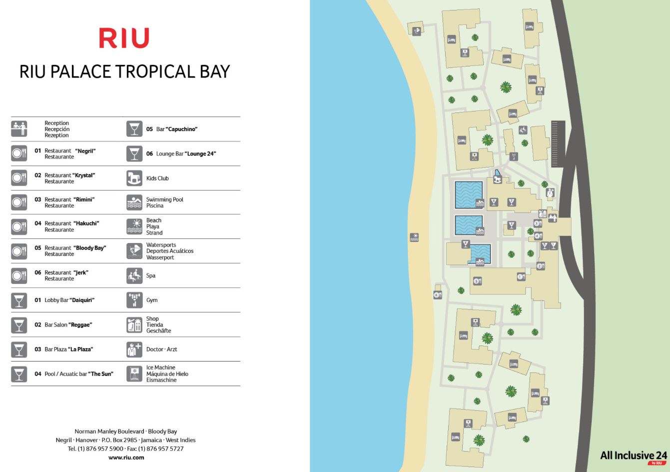 Resort Map Riu Palace Tropical Bay Negril Jamaica