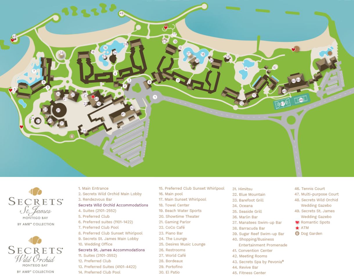 Resort Map Secrets Wild Orchid Montego Bay Jamaica