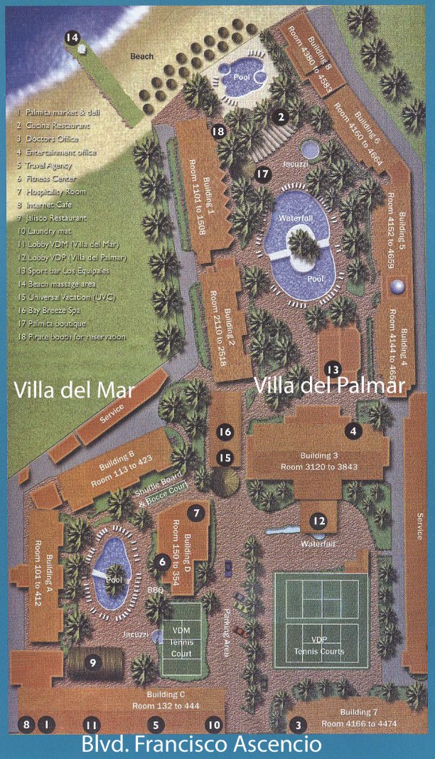 Resort Map Villa Del Palmar Beach Resort And Spa Puerto Vallarta Mexico